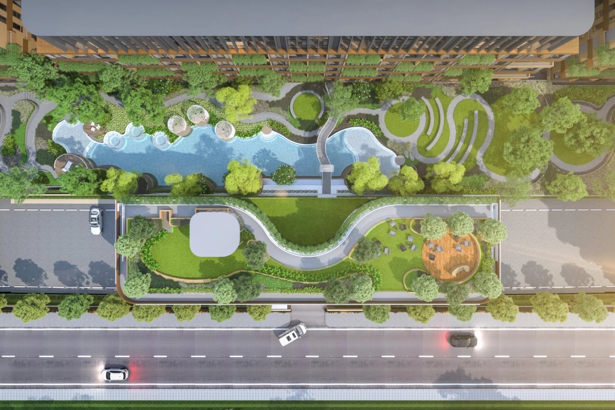 Arise Vibe — aerial view of the complex and surrounding greenery